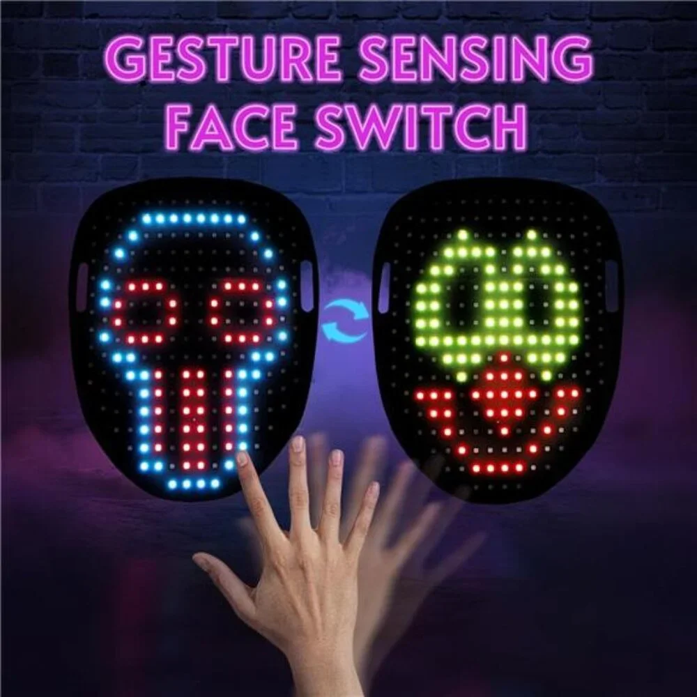 Kids and Adults Led Mask Halloween Costume Face Transforming Light up Mask
